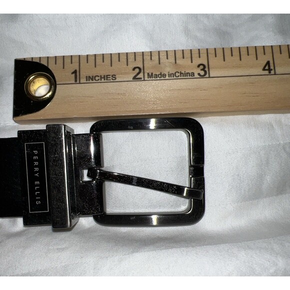 Perry Ellis Leather Reversable Belt Size L(38-40) Black/Dark Brown - Picture 3 of 4